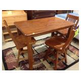 High top table and three stools, some scratches