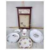 Plates, bowl with lid, Welcome Banner wooden,