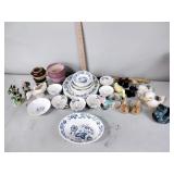 Assortment of glass dishes and animal glasses