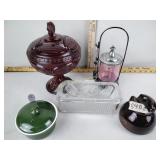 FENTON Glassware, Glass Bowl with lid, Pink