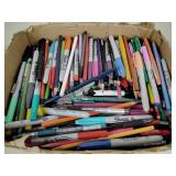 Box of Sharpies, Pens, and Pencils