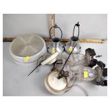 4 vintage light fixtures and glass shade