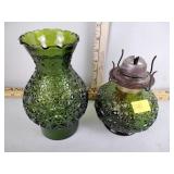 Avocado green daisy & button oil lamp