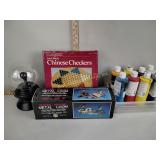 Chinese checker, lampshade, ratchet straps,