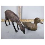 Brass deer & duck figurines