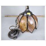 Hanging slag glass light fixture