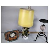 Decor including lamp, candle holders, battery