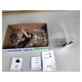 Costume jewelry including earrings,  necklaces,