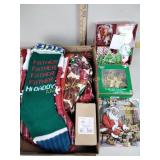 Tree top, hot pads, stocking, angel and misc