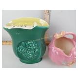 Red Wing pottery vase, USA pottery basket,