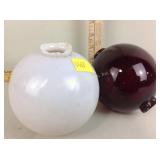 (2) Lightning rod globes - ruby & milk glass