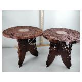 (2) Carved wood plant stands