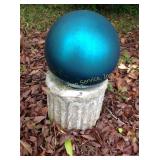 Concrete pedestal and gazing ball