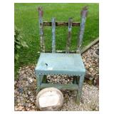 Leather garden chair, rough, stepping stone
