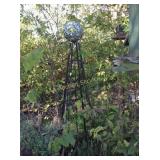 Mosaic bowling ball on metal stand lawn ornaments