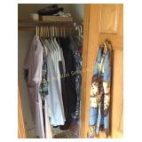 Contents of closet: comforter, hats,