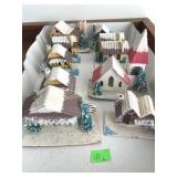 Vintage Japan paper Christmas village buildings