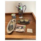 Chrome cocktail shaker, silverplate items