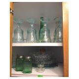 Glassware including reproduction Depression glass
