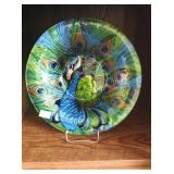 Glass peacock bowl