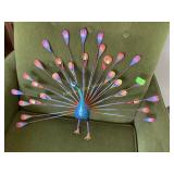 Painted wood peacock