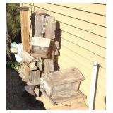 Wood bird feeders, pot hangers