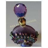 Enameled metal and glass peacock perfume bottle