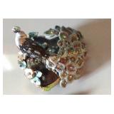 Enameled metal peacock trinket box