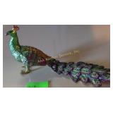 Enameled metal peacock trinket box