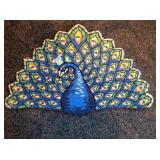 Peacock hooked rug