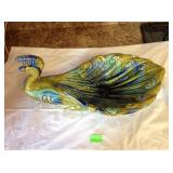 Vintage Majolica peacock bowl