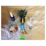 Glass and resin peacocks