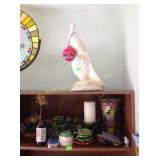 Peacock, with chipped beak, bottle, ceramic and