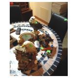 Resin eagle figurines, mirror, & snow globe