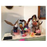 (5) Resin and ceramic eagle figurines