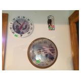 (2) Eagle plates, (3) thermometers, clock, &