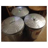 (3) Metal bins full of bird seed