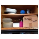 Corelle cups & saucers, plastic food storage