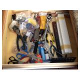 Scissors, socket wrench, screwdrivers, pliers,