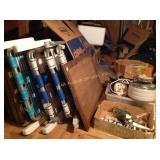 Folding lawn chairs, license plates,