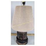 Tin litho tea caddy table lamp