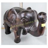 Wood elephant sculpture