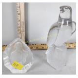(2) Glass eagle figurines