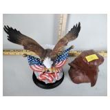 (2) Eagle figurines - resin and ceramic