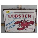 Metal Gourmet Lobster sign 13"× 9"
