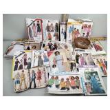 Dress patterns, small Longaberger basket, metal