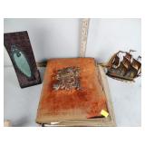 Victorian photo album, animal sketch prints,