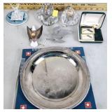 Glass eagle and horseshoe paperweights, other