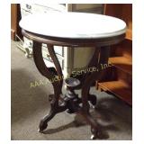 Victorian walnut parlor table with marble top