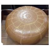 Faux leather embroidered foot stool